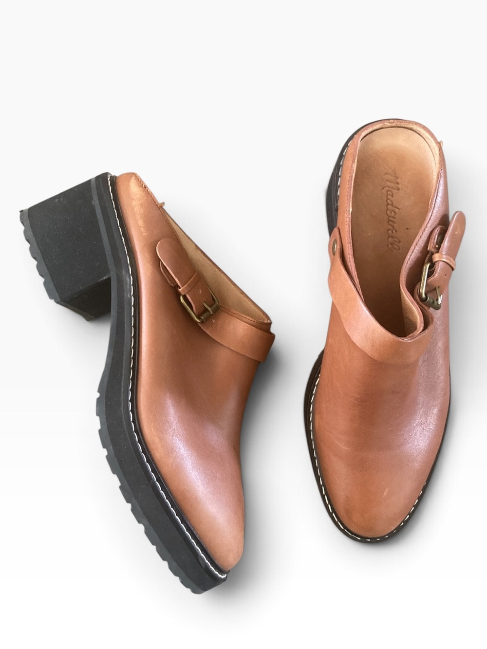 Madewell the Willa convertible-strap mule in leather NWOT English Saddle - Picture 3 of 8